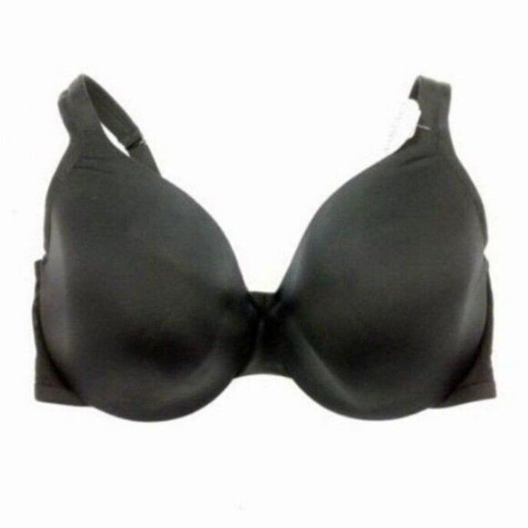 Cacique Lane Bryant Women Bra Smooth Satin Full Coverage Mesh U/W Sz 44DD Black - Picture 2 of 6
